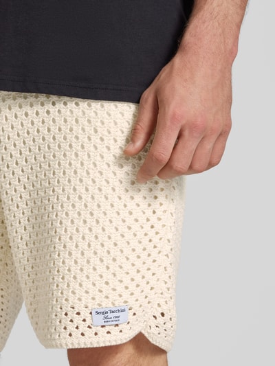 SERGIO TACCHINI Regular fit korte broek met ajourpatroon, model 'ORTIGIA' Offwhite - 3