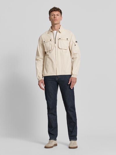 Fynch-Hatton Modern Fit Overshirt mit Label-Patch Modell 'Garmentdye' Offwhite 1
