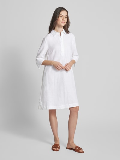 Christian Berg Woman Sukienka koszulowa o długości do kolan z lnu w jednolitym kolorze Biały 1