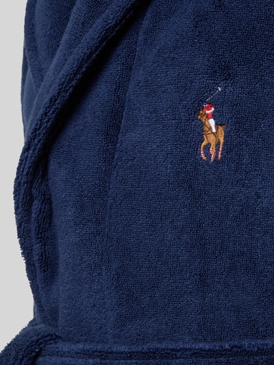 Produktfoto, Bademantel mit Reverskragen Modell 'SHAWL' von Polo Ralph Lauren Underwear, granatowy frotte bawełniany, aplikacja logo, jednolity kolor