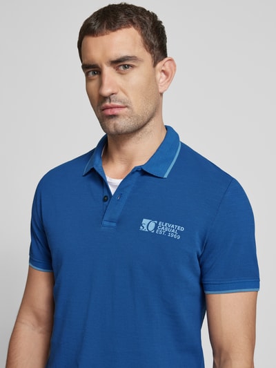 s.Oliver RED LABEL Regular fit poloshirt met labelprint Koningsblauw - 3