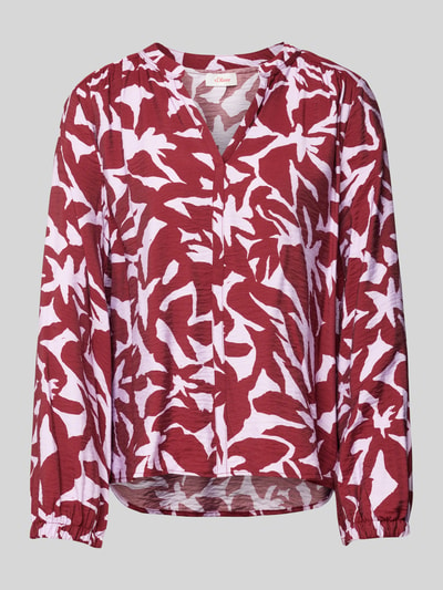 s.Oliver RED LABEL Regular fit viscose blouse met all-over print en kreukstructuur Kersenrood - 2