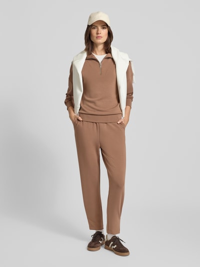 Fynch-Hatton Oversized Sweatshirt mit Troyer-Kragen Hellbraun 1