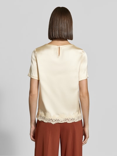 Christian Berg Woman Selection Regular fit blouse van satijn met kant Pastelgeel - 5