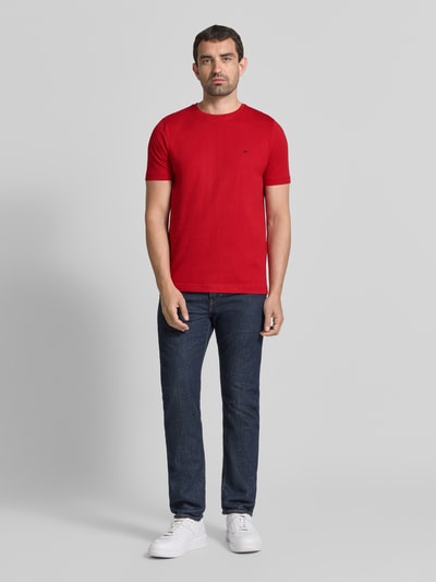 Fynch-Hatton T-Shirt mit Rundhalsausschnitt und Label-Stitching Rot 1