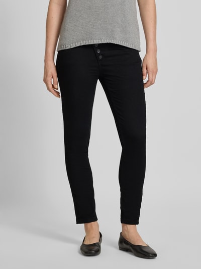 Buena Vista Skinny fit jeans met verkorte pasvorm en knoopsluiting Zwart - 4