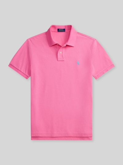 Produktfoto, Regular Fit Poloshirt aus reiner Baumwolle von Polo Ralph Lauren in Pink, unifarben, kurze Knopfleiste, Logo-Detail, Piqué-Struktur