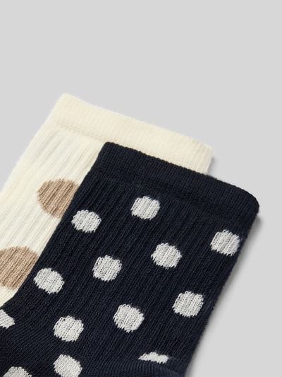 Produktfoto, Socken im Allover-Look im 2er-Pack von Jake*s Casual aus Baumwoll-Mix mit Stretch-Anteil, weiße und dunkelblaue Farben, strukturierte Oberfläche