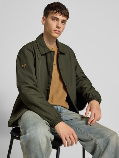 Superdry Jack met platte kraag en steekzakken Olijfgroen - 3