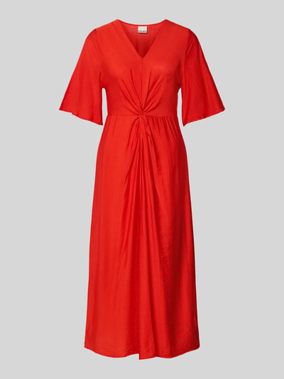 ICHI Midikleid aus Viskose-Mix mit Schmetterlingsärmeln Modell 'MELDA' Rot 2