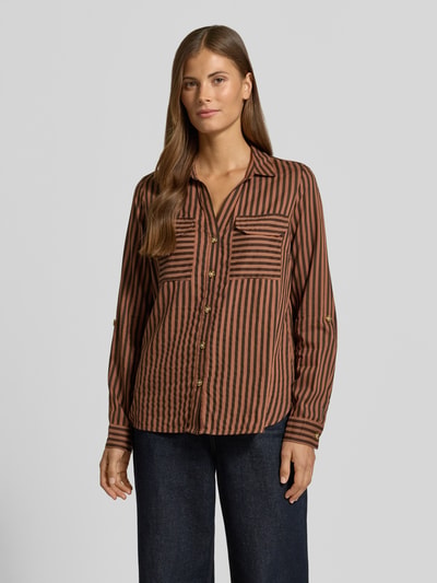 VERO MODA Regular fit blouse met lange mouwen van pure viscose model 'BUMPY' Middenbruin - 4