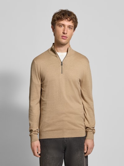 Blend Troyer aus Baumwoll-Mix in Strick-Optik Beige 4