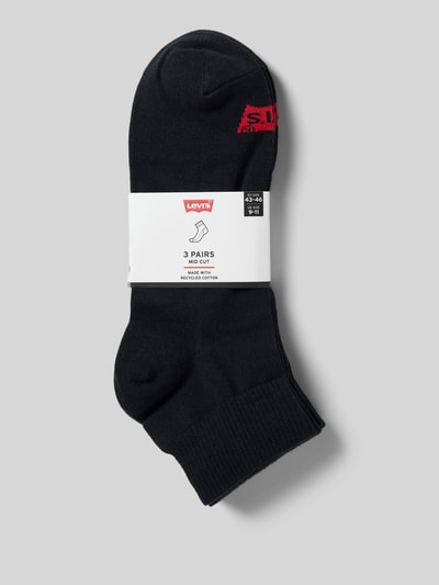 Levi's® Socken mit Label-Detail Modell 'MID CUT BATWING LOGO' im 3er-Pack Black 3