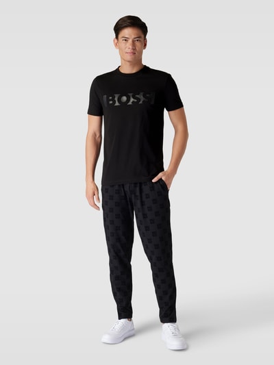 BOSS Green T-Shirt mit Label-Print und Rundhalsausschnitt Black 1