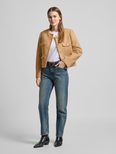 Tommy Hilfiger Cropped Jacke mit Knopfleiste Beige 1