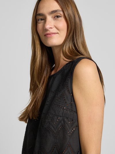 Christian Berg Woman Selection Top bluzkowy o kroju regular fit z haftem angielskim Czarny 3