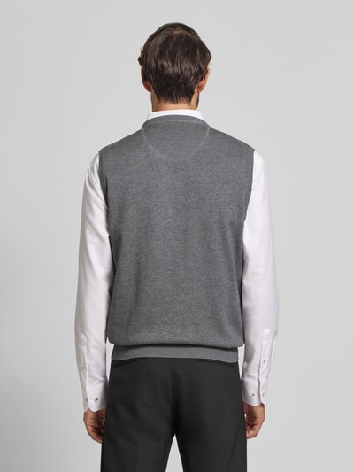 Fynch-Hatton Pullunder mit Logo-Detail Modell 'Slipover Superfine' Mittelgrau 5