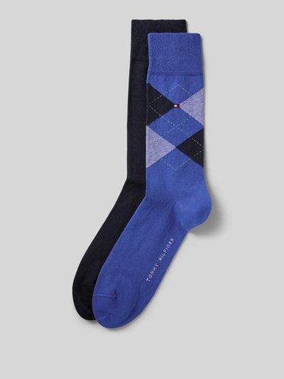 Produktfoto, Socken aus Baumwoll-Mix im 2er-Pack von Tommy Hilfiger, Optik: Allover-Muster, Label-Print, Bundabschluss: elastisch, Jersey-Stretch.