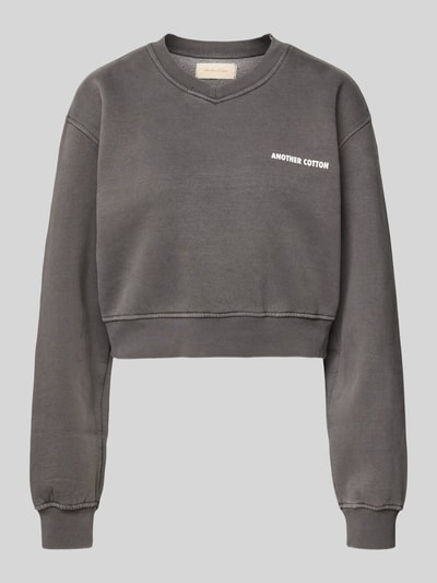 ANOTHER COTTON LAB Sweatshirt mit Label-Print Modell 'Always Late' Mittelgrau 2