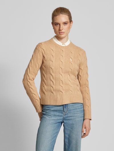 Polo Ralph Lauren Strickpullover mit Zopfmuster Camel Melange 4