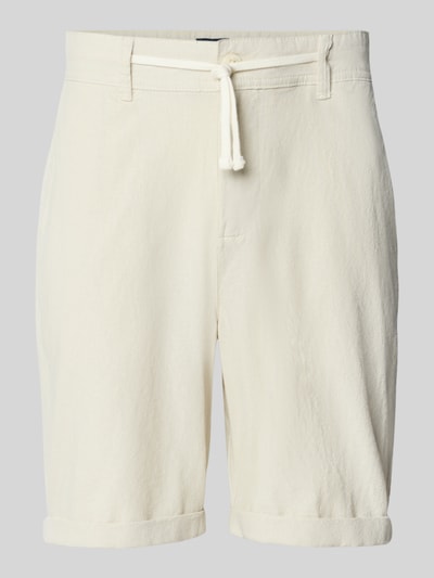 MCNEAL Szorty lniane o kroju regular fit z tunelem Złamany biały melanż 2