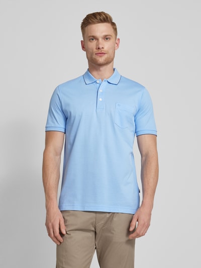 OLYMP Level Five Poloshirt met borstzak en labelstitching Bleu - 4