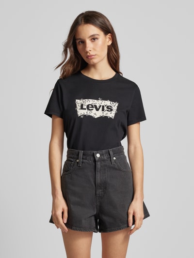 Levi's® T-shirt met labelprint en ronde hals Zwart - 4