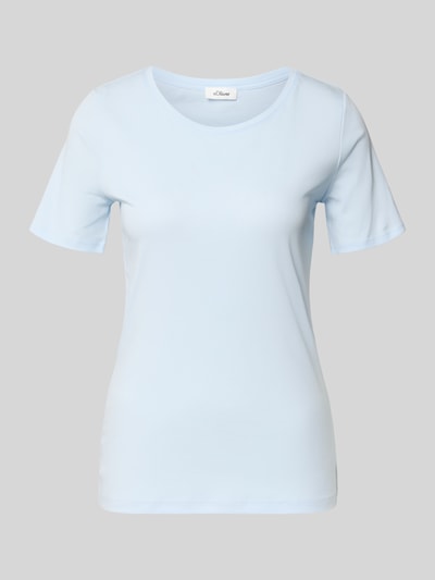 Produktfoto, Regular Fit T-Shirt aus reinem Baumwoll-Interlockjersey von s.Oliver RED LABEL, Optik: Unifarben, Rundhals, Kurzarm, Materialverarbeitung: Interlockjersey, Material: Reine Baumwolle, hellblau, glatte Oberfläche
