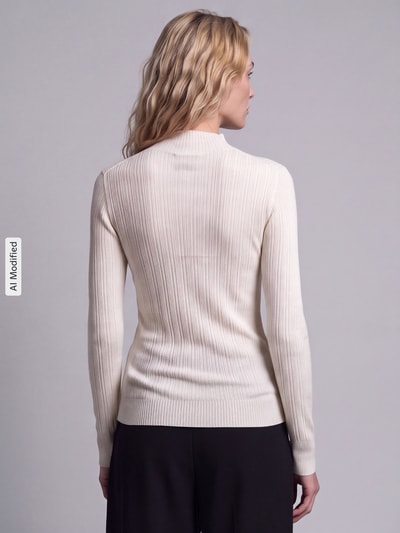 Jake*s Collection Sweter półgolf o kroju slim fit z czystej wełny Złamany biały 5