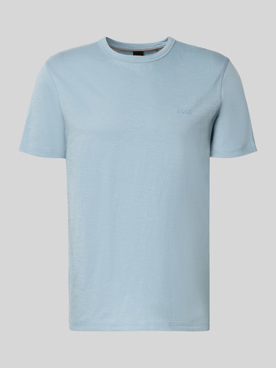 BOSS Orange T-shirt o kroju regular fit z teksturowanej bawełny Model 'TEGOOD' Jasnoniebieski 2