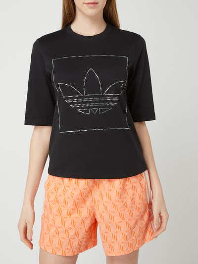 adidas Originals T-shirt z logo z ozdobnych kamieni Czarny 4