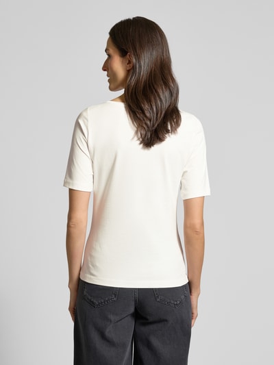 s.Oliver BLACK LABEL Regular fit T-shirt van katoenmix met sierstenen Offwhite - 5