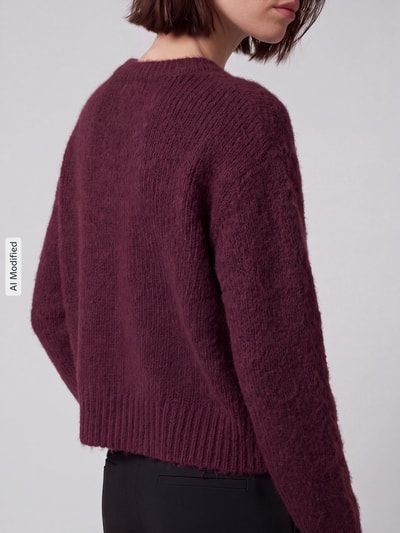 Marc O'Polo DENIM Regular Fit Strickjacke aus Schurwoll-Mix mit Alpaka-Anteil Bordeaux 3