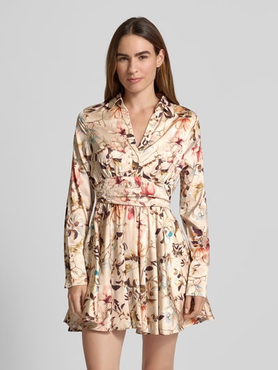 Guess Minikleid mit V-Ausschnitt Modell 'CONCETTA FLARE DRESS' Ecru 4