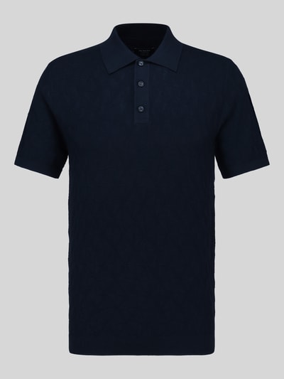 Produktfoto, Regular Fit Poloshirt mit Strukturmuster von MCNEAL in Dunkelblau, reine Baumwolle, Strick-Optik, Polokragen, kurze Ärmel.