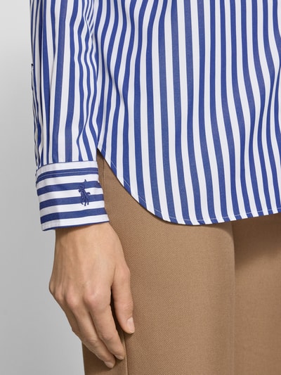 Polo Ralph Lauren Relaxed fit overhemdblouse met logostitching, model 'Ligh' Koningsblauw - 3