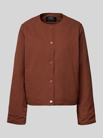 Produktfoto, Jacke mit Rundhalsausschnitt Modell 'GABI' von ECOALF aus reiner Baumwolle in Braun, strukturierte Oberfläche, Regular Fit, Knopfleiste.