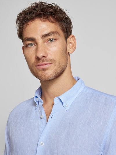 BOSS Regular Fit Leinenhemd mit Button-Down-Kragen Bleu 3