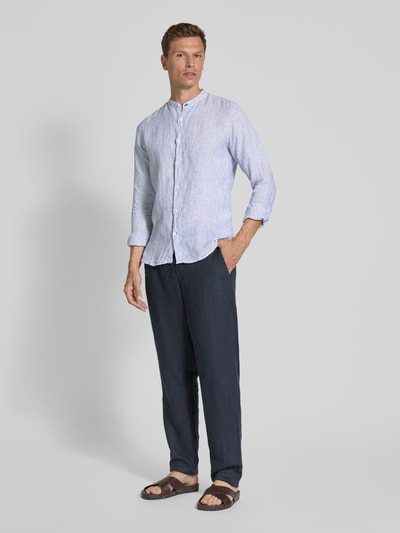 FIL NOIR Regular fit zakelijk overhemd met opstaande kraag, model 'ANCONA' Rookblauw - 1