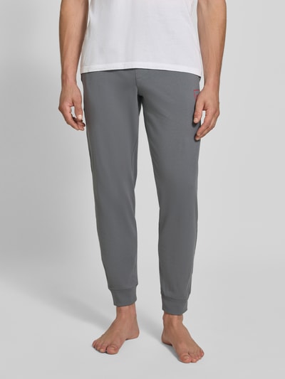 HUGO Regular Fit Sweathose aus Baumwoll-Mix Modell 'Laze Pants CW' Mittelgrau 4