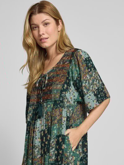 Apricot Knielanges Kleid mit Schlüsselloch-Ausschnitt Dunkelgruen 3