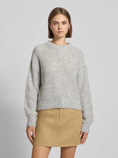 Hugo Blue Relaxed Fit Strickpullover mit Alpaka-Anteil Modell 'SLOGERYNNA_B' Mittelgrau Melange 4