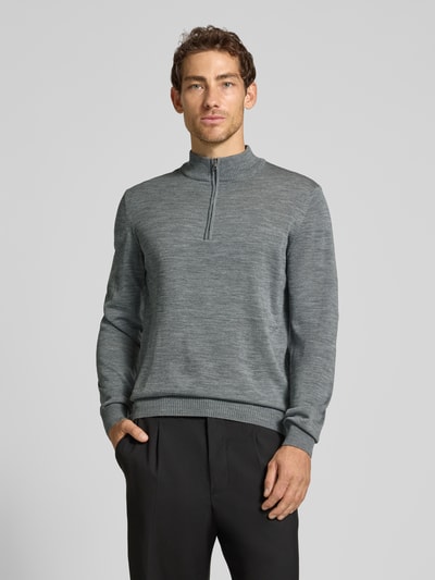 MAERZ Muenchen Regular Fit Sweatshirt aus reiner Schurwolle Mittelgrau 4