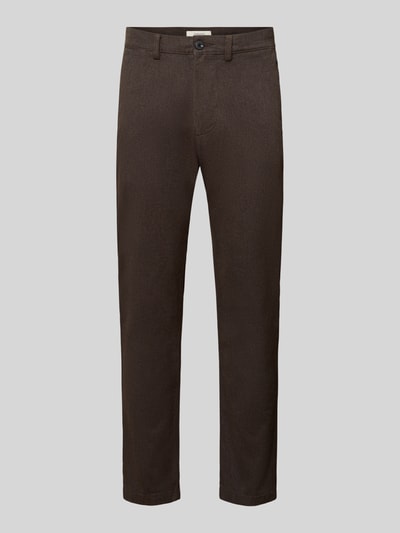 Produktfoto, dunkelbraune Slim Fit Chino aus Baumwoll-Mix Model 'MILES' von Selected, glatte Textur, gerade Passform, Herren Chino