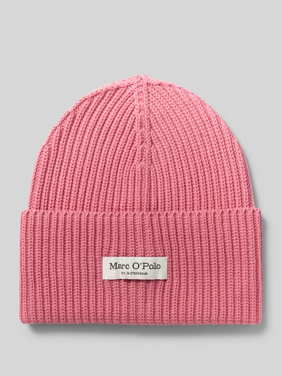 Productfoto, roze gebreide Mütze met breitem omslag van Marc O'Polo, dames Mütze, structuur met ribbeltextuur
