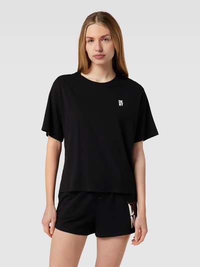 DKNY T-shirt met labelprint Zwart - 1