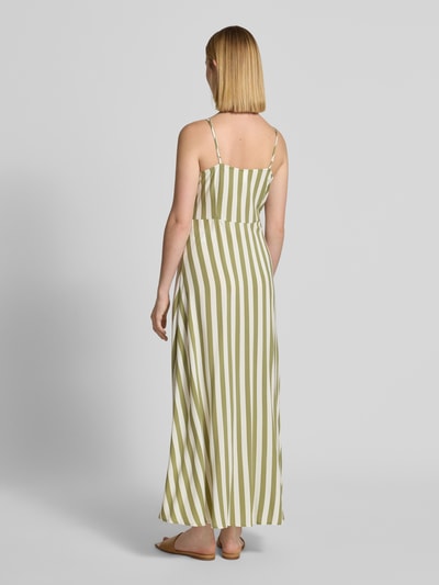 YAS Długa sukienka z wiskozy z listwą guzikową Trzcinowy 5