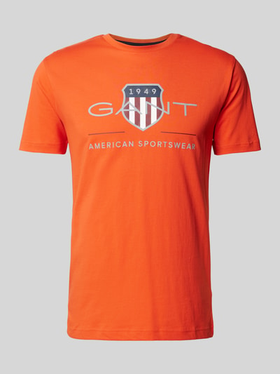 Gant T-shirt met labelprint, model 'ARCHIVE' Oranje - 2