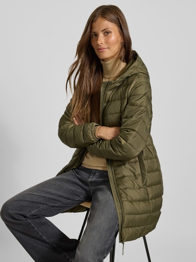 Tom Tailor Denim Regular fit gewatteerde lange jas met capuchon Olijfgroen - 3