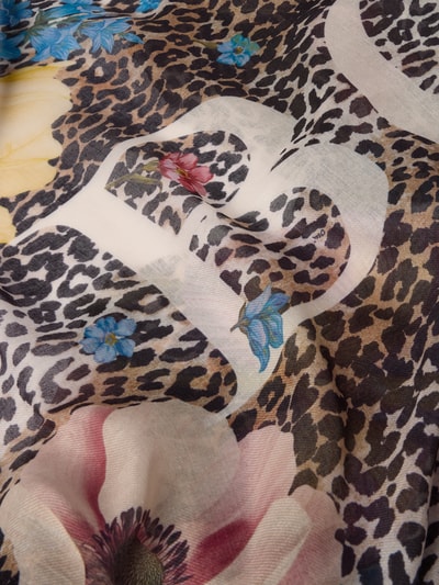 Produktfoto, Schal mit floralem Allover-Print von Oui, Rechteckige Passform, Allover-Animal-Print, Logo-Print, Breite 90 cm, bunte Blumen und Animal-Muster auf weicher Textur